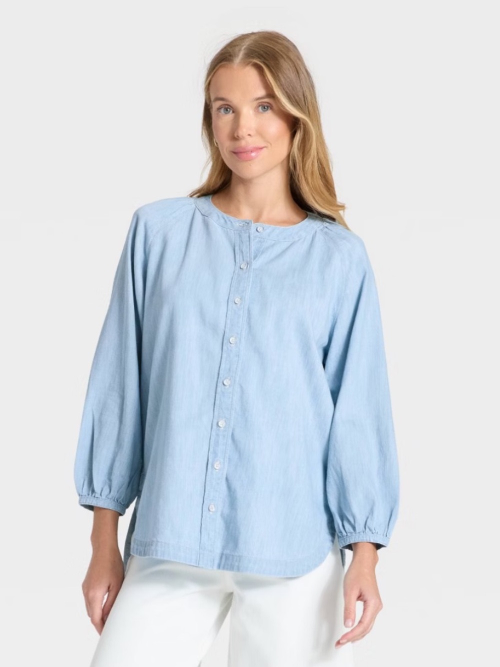 New! Women's Poet Button-Down Denim Shirt - Universal Thread™ Light Wash Small